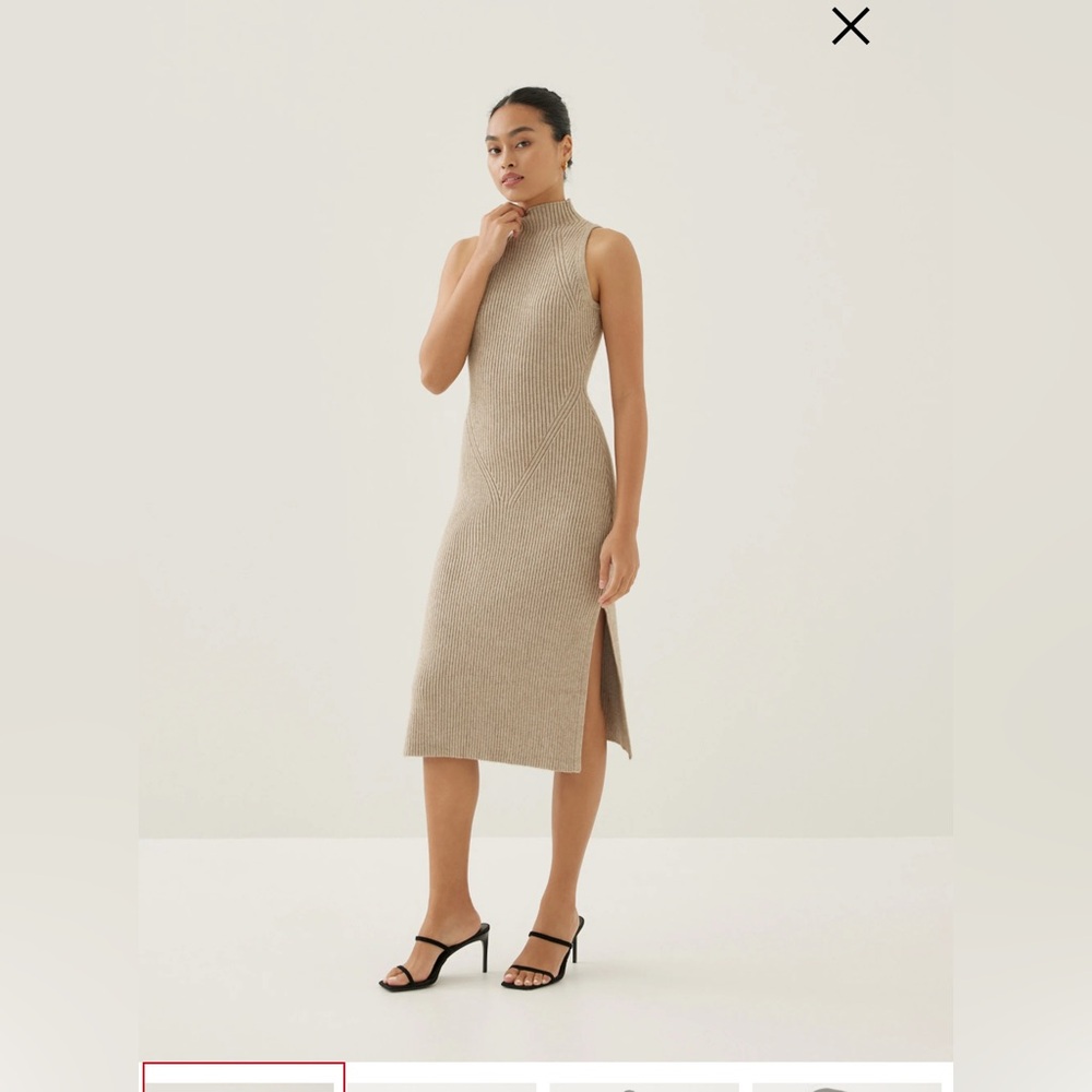 New with tags by Love Bonito Katrin Turtleneck Midi Dress
Sleeveless Tan Knit